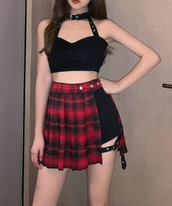Dark Academia Fancy Dress, Dark Academia Costume - Grunge Plaid Mini Skort