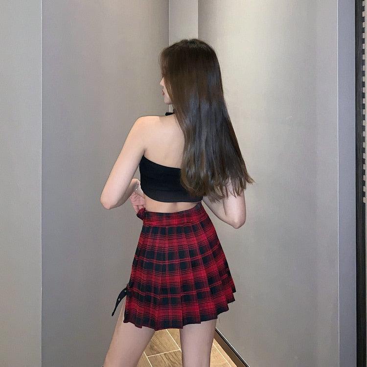 Dark Academia Fancy Dress, Dark Academia Costume - Grunge Plaid Mini Skort Dark Academia Fancy Dress, Dark Academia Costume - Grunge Plaid Mini Skort