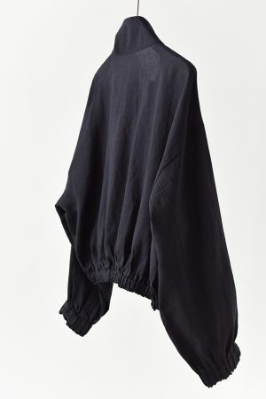 Dark Blue 100% Ramie Stand Collar Long Sleeve Short Jacket for Commuting - Early Autumn Fashion, Casual Chic Outerwear