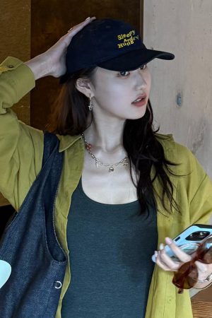 Dark Blue Embroidered Baseball Cap - Korean Style, Minimalist Duckbill Hat for Big Head Circumference, Versatile Student Couple Accessory