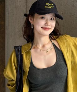 Dark Blue Embroidered Baseball Cap - Korean Style, Minimalist Duckbill Hat for Big Head Circumference, Versatile Student Couple Accessory