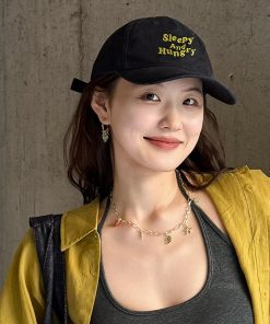 Dark Blue Embroidered Baseball Cap - Korean Style, Minimalist Duckbill Hat for Big Head Circumference, Versatile Student Couple Accessory