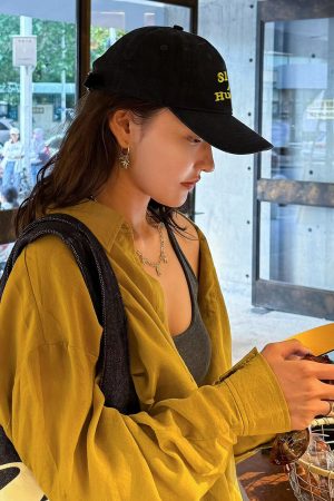 Dark Blue Embroidered Baseball Cap - Korean Style, Minimalist Duckbill Hat for Big Head Circumference, Versatile Student Couple Accessory