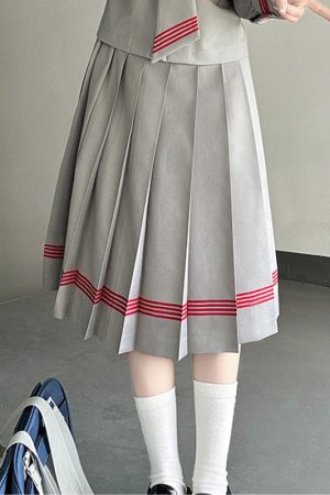 Dark Blue Japanese Style Long Sleeve JK Uniform Set for Women - Pudding Bear Inspired Spring Fashion