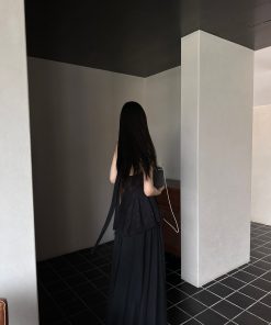 Dark Floral Jacquard Halter Top - Irregular Design with Waist Cinching, Boho Chic Rattan Style, Perfect for Summer Outfits