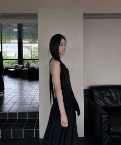 Dark Floral Jacquard Halter Top - Irregular Design with Waist Cinching, Boho Chic Rattan Style, Perfect for Summer Outfits