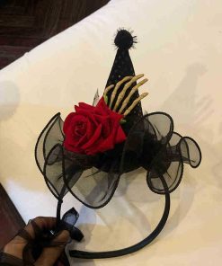 Dark Lolita Magic Witch Hat Headband with Pumpkin and Ghost Accents - Halloween Hairpin Accessory for Spooky Style