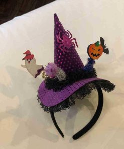 Dark Lolita Magic Witch Hat Headband with Pumpkin and Ghost Accents - Halloween Hairpin Accessory for Spooky Style
