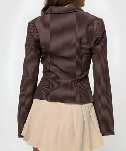 Dark Outfits Girl, Mini Dress With Jeans Outfit - Striped Button Down Shirt