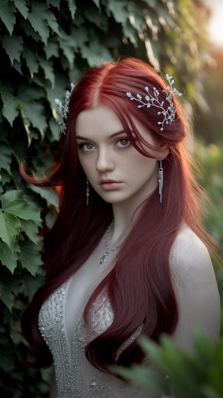 Achieve the Dark Cherry Red Hair Aesthetic Look outfit idea