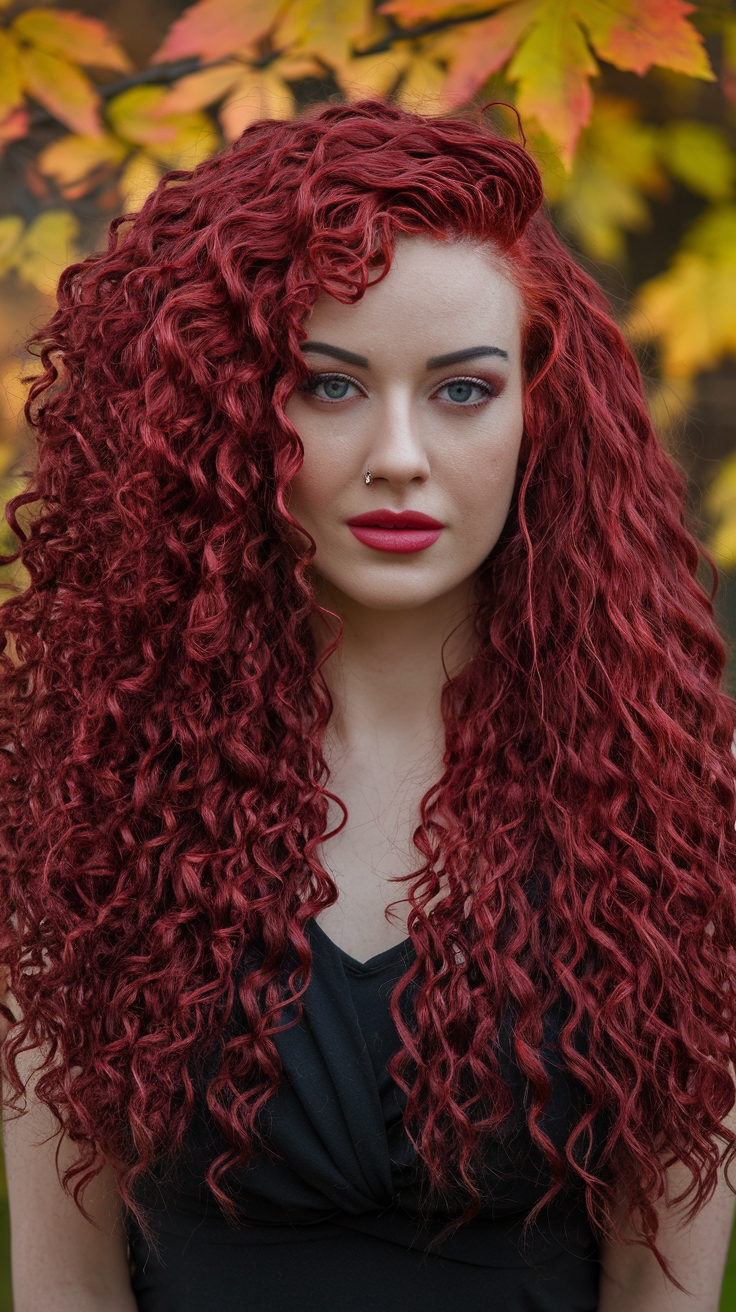 Dark Cherry Red Hair Curly Styles to Try outfit idea