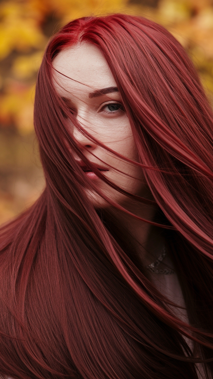 Dark Cherry Red Hair with Highlights: A Trending Look outfit idea