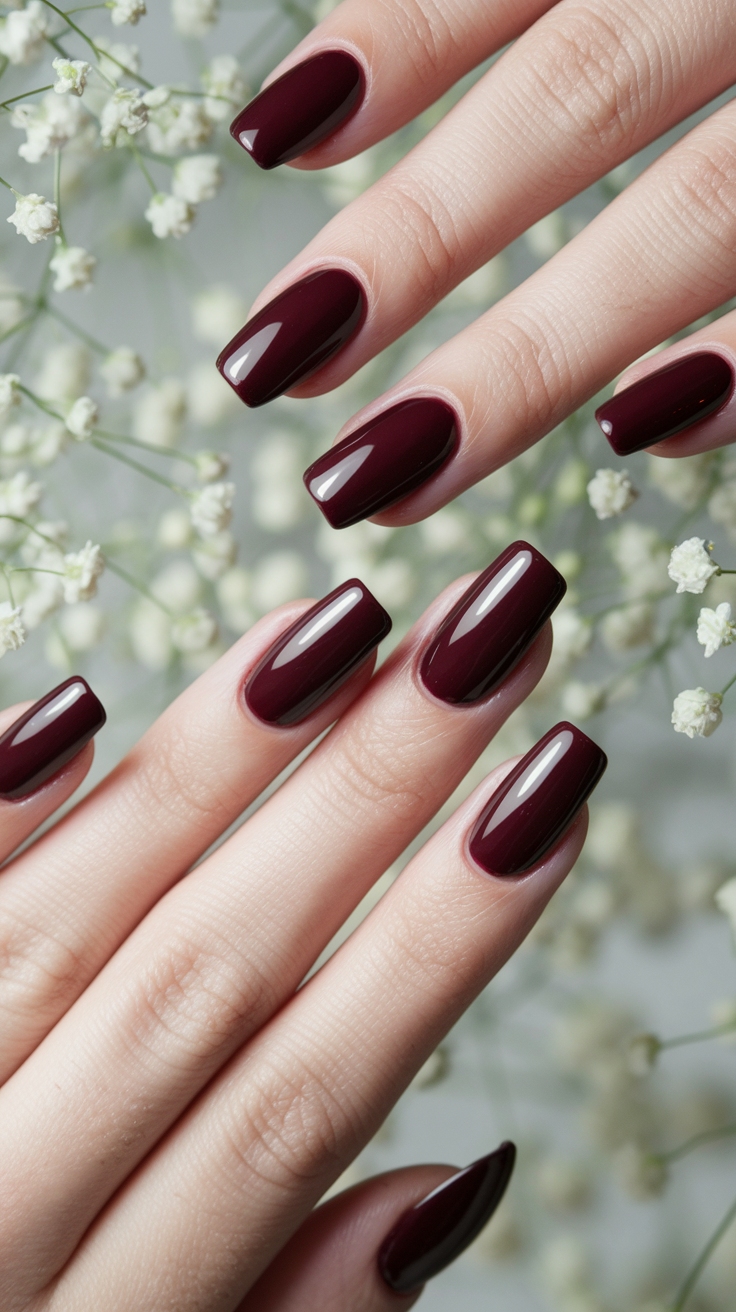 Tips for Styling Dark Cherry Red Nails Short outfit idea