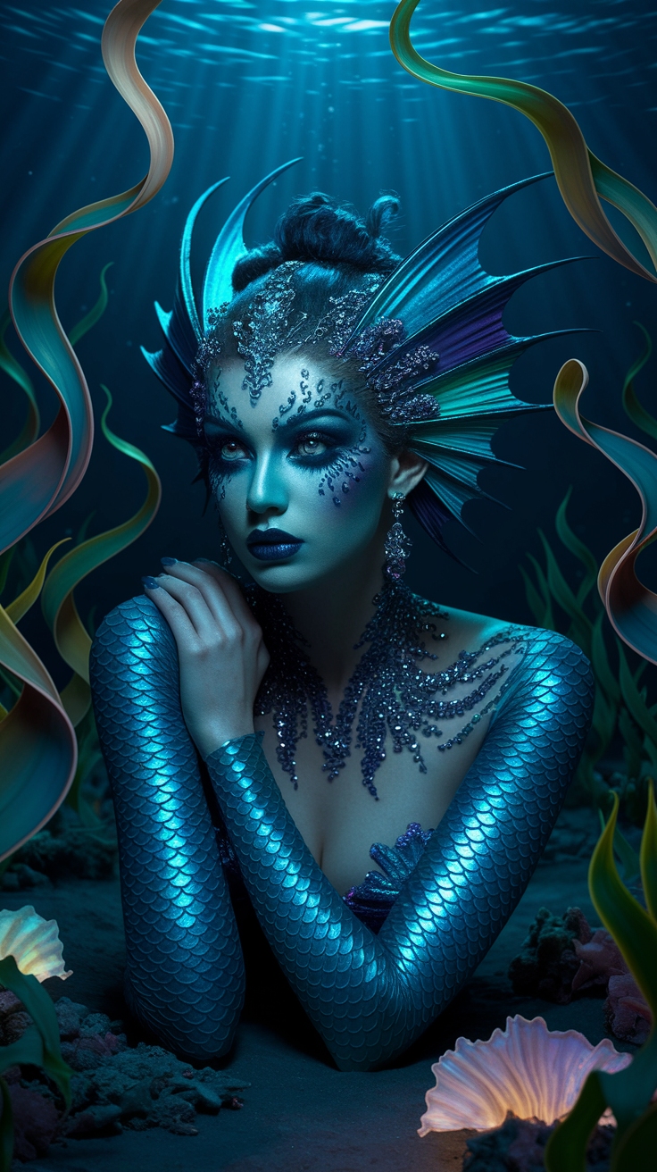 Dark Mermaid Makeup: Dive into Oceanic Beauty outfit idea