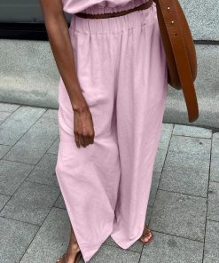 Date Tops Outfit Ideas, Cool Clothes Ideas - Linen Top & Pants Two Piece Set