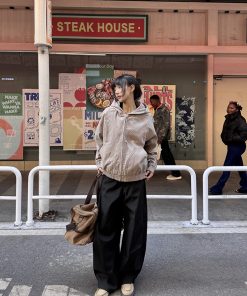 Deconstructed American Vintage Hooded Jacket for Women - Short High Street Style, Spring & Autumn Fashion Top