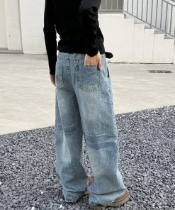 Deconstructed American Vintage Wide-Leg Loose Casual Pants for Women - Dropped Crotch Bamboo Joint Curved Blade Design