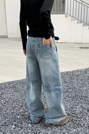 Deconstructed American Vintage Wide-Leg Loose Casual Pants for Women - Dropped Crotch Bamboo Joint Curved Blade Design