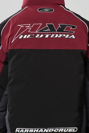 Deconstructed Splicing Embroidery Racing Sports Jacket - Cotton, Trendy Qianmei Milade Rui Style, Edgy Fashion Statement