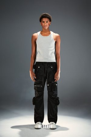 Deconstructed Tactical Multi-Pocket Drawstring Work Pants - Functional Micro-Stretch Loose Fit for Urban Style