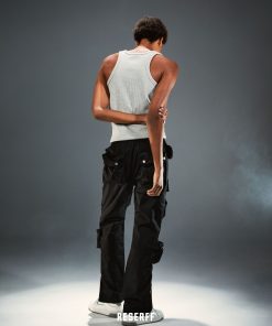 Deconstructed Tactical Multi-Pocket Drawstring Work Pants - Functional Micro-Stretch Loose Fit for Urban Style