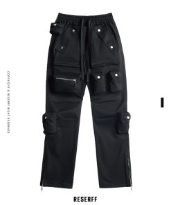 Deconstructed Tactical Multi-Pocket Drawstring Work Pants - Functional Micro-Stretch Loose Fit for Urban Style