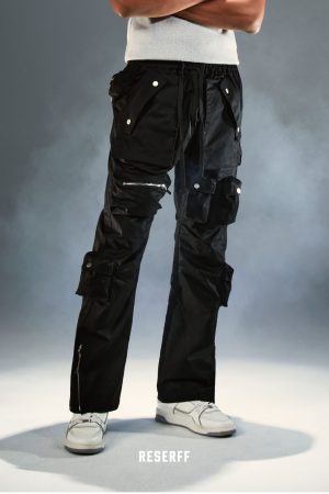 Deconstructed Tactical Multi-Pocket Drawstring Work Pants - Functional Micro-Stretch Loose Fit for Urban Style