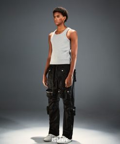 Deconstructed Tactical Multi-Pocket Drawstring Work Pants - Functional Micro-Stretch Loose Fit for Urban Style