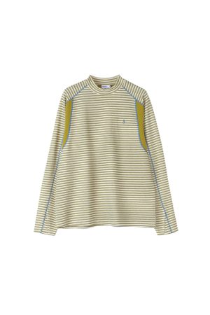 Decorative Striped Long Sleeve T-Shirt for Autumn/Winter - Crew Neck, Small Fit, 90s Inspired, Unique Roaring Beast Design