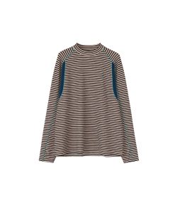 Decorative Striped Long Sleeve T-Shirt for Autumn/Winter - Crew Neck, Small Fit, 90s Inspired, Unique Roaring Beast Design