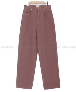 Deep Blue Spot Vintage Loose Wide Leg Cotton Pants in Soft Peach Pink & Baby Blue â€“ Y2K Korean Style Fashion