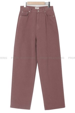 Deep Blue Spot Vintage Loose Wide Leg Cotton Pants in Soft Peach Pink & Baby Blue â€“ Y2K Korean Style Fashion