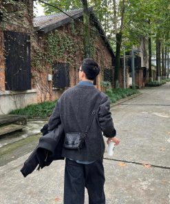 Deep Gray Wool Knitted Cardigan Sweater - Korean Style Simple Casual Top for Autumn and Winter Fashion