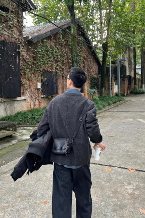Deep Gray Wool Knitted Cardigan Sweater - Korean Style Simple Casual Top for Autumn and Winter Fashion