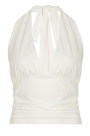 Deep V-Neck Halter Tie Waist Backless Top for Women - Trendy Street Style Fashion in Sexy Foreign Trade Design