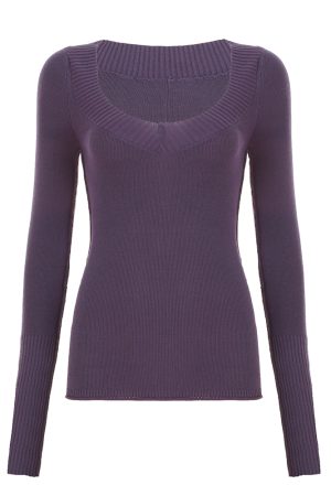 Deep V-Neck Purple Sweater - Retro Sexy Long Sleeve Knit Top for Hot Girls, Versatile Solid Color Fashion Essential