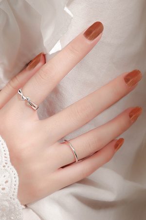 Delicate Adjustable Open Finger Ring, Minimalist Aesthetic Design, Trendy Ins-Style Jewelry for Students