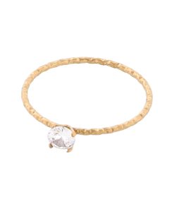 Delicate Floating Gold Zircon Ring for Women â€“ Ultra-Fine French Design, Thin Stacking Ring for Index Finger, High Color Retention