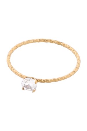 Delicate Floating Gold Zircon Ring for Women â€“ Ultra-Fine French Design, Thin Stacking Ring for Index Finger, High Color Retention