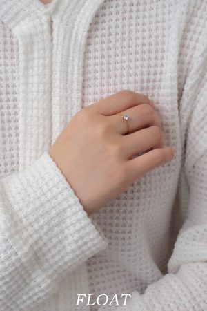 Delicate Floating Gold Zircon Ring for Women â€“ Ultra-Fine French Design, Thin Stacking Ring for Index Finger, High Color Retention
