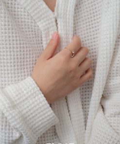 Delicate Floating Gold Zircon Ring for Women â€“ Ultra-Fine French Design, Thin Stacking Ring for Index Finger, High Color Retention