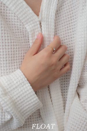 Delicate Floating Gold Zircon Ring for Women â€“ Ultra-Fine French Design, Thin Stacking Ring for Index Finger, High Color Retention