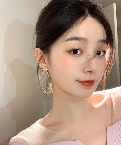 Delicate Spring Cat's Eye Bowknot Stud Earrings for Women, Elegant Korean Style, Simple Versatile Fashion Ear Accessories