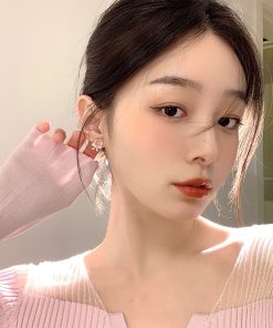 Delicate Spring Cat's Eye Bowknot Stud Earrings for Women, Elegant Korean Style, Simple Versatile Fashion Ear Accessories