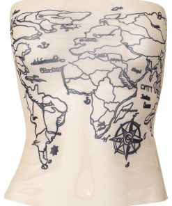 Desert Wasteland Skin Color Mesh Abstract Print Camisole Women's Tank Top - Spicy Girl Style, Trendy Y2K Fashion