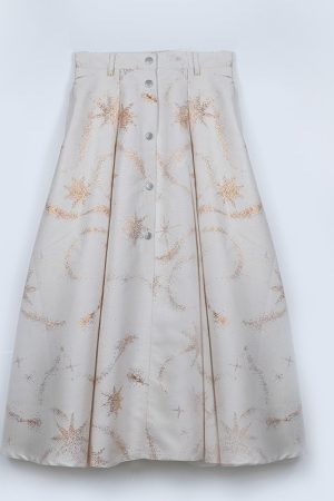 Designer Style Pleated Midi Skirt - Haute Couture High-End Women's Knitwear for Chic Fashion Lovers