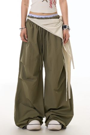 Detachable Belt Cargo Pants for Women - Trendy Pleated Loose Wide-Leg Workwear Style, Casual American-Style Fashion