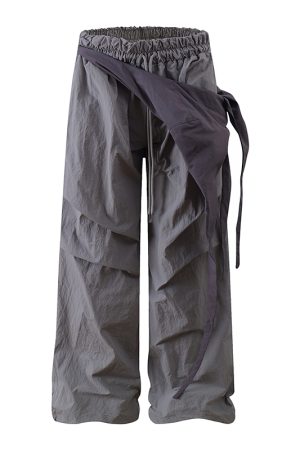 Detachable Belt Cargo Pants for Women - Trendy Pleated Loose Wide-Leg Workwear Style, Casual American-Style Fashion