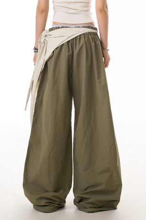 Detachable Belt Cargo Pants for Women - Trendy Pleated Loose Wide-Leg Workwear Style, Casual American-Style Fashion