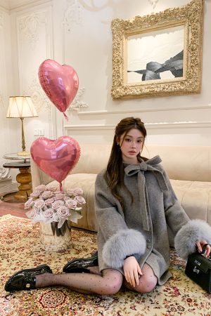 Detachable Fox Fur Reversible Wool Coat for Women - Luxury Autumn Winter Overcoat, Rich Girl Style